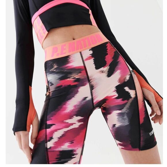 P.E NATION Fluid Short Biker High Rise in Print- Size Small - Picture 1 of 12